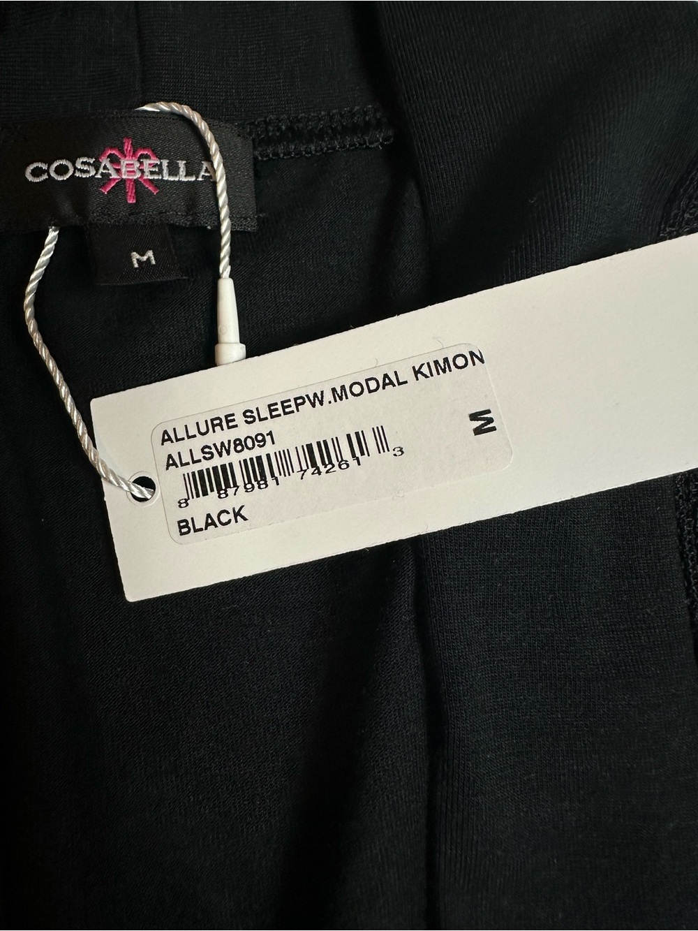NWT Cosabella Allure Modal Lace Kimono Robe Black M Made in Italy $185 - Picture 8 of 12